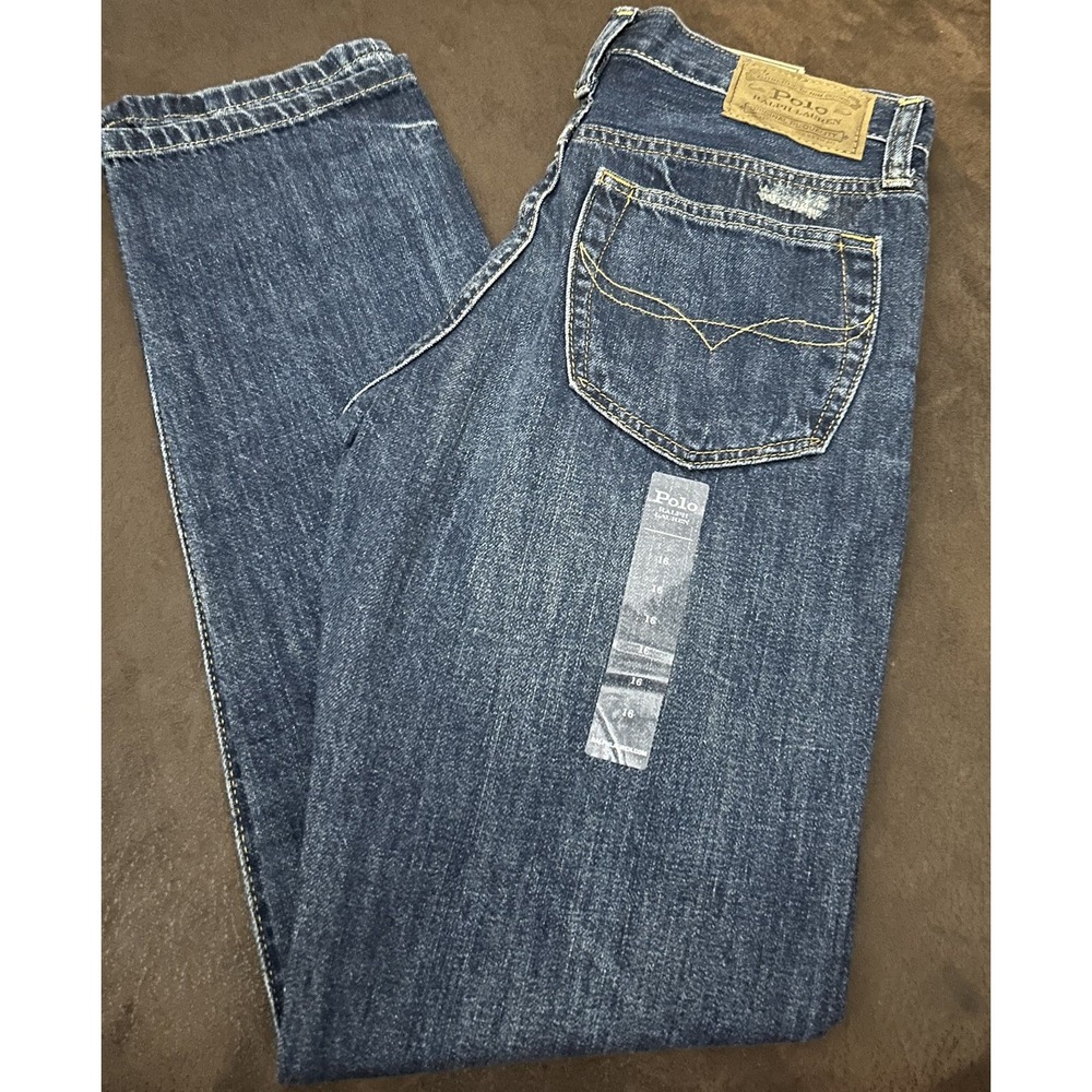 Polo Ralph Lauren Boys 16 The Sullivan Slim Distressed Jeans Sz 16 Blue